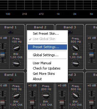 Step 06 - Open the presets settings window for the parametr'EQ plug-in